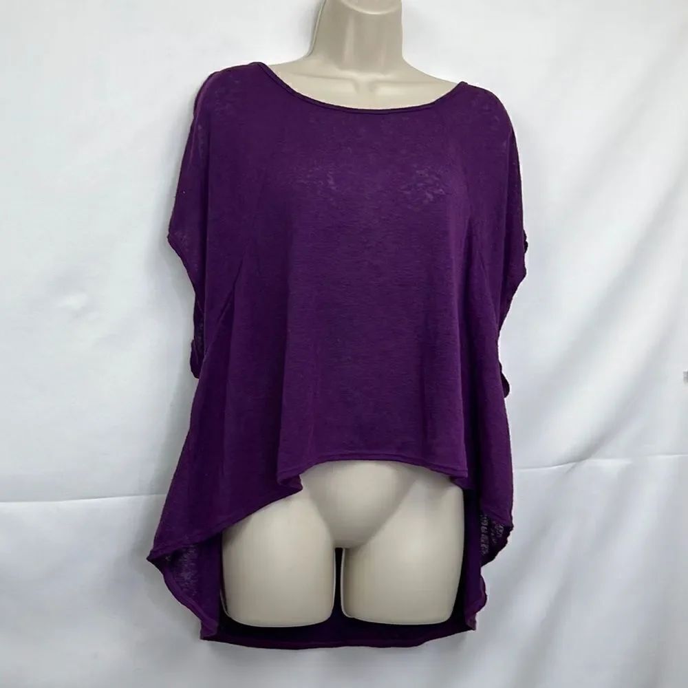 Free People Purple oversized short sleeve high low top size small
